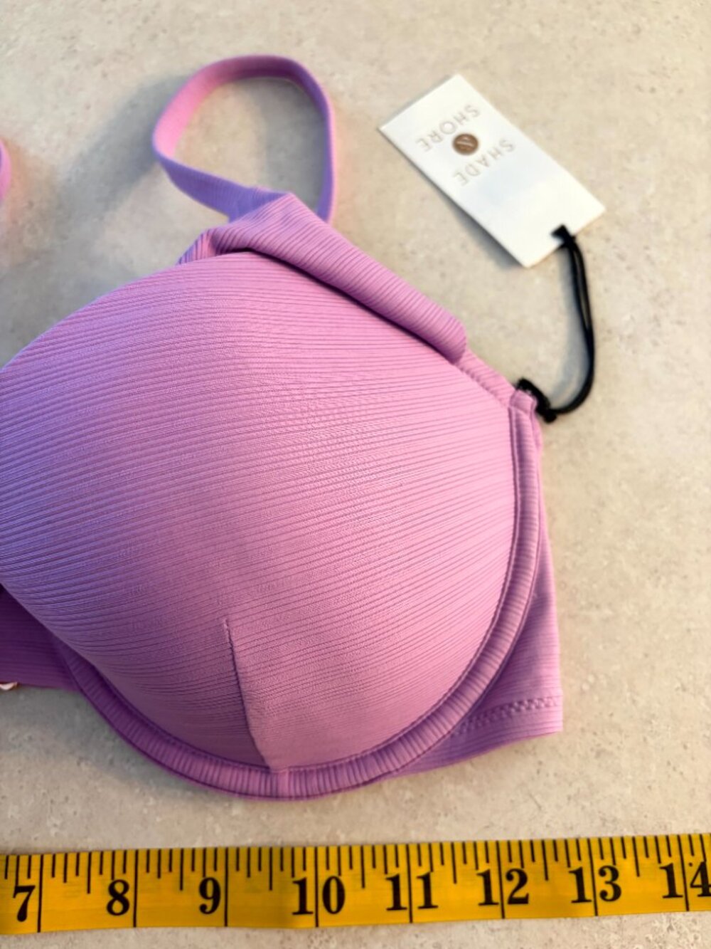 NWT Shade & Shore Women's Bikini Top Underwire Padded Purple Size 34D Ruffle - Picture 4 of 7